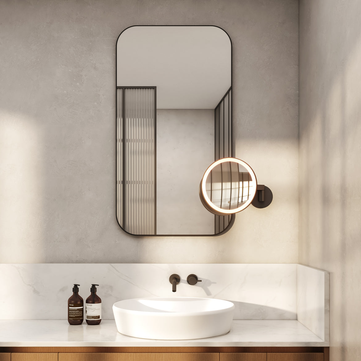 Nagoya Wall Light with Mirror, Chrome, LED, Motion Sensor, IP44