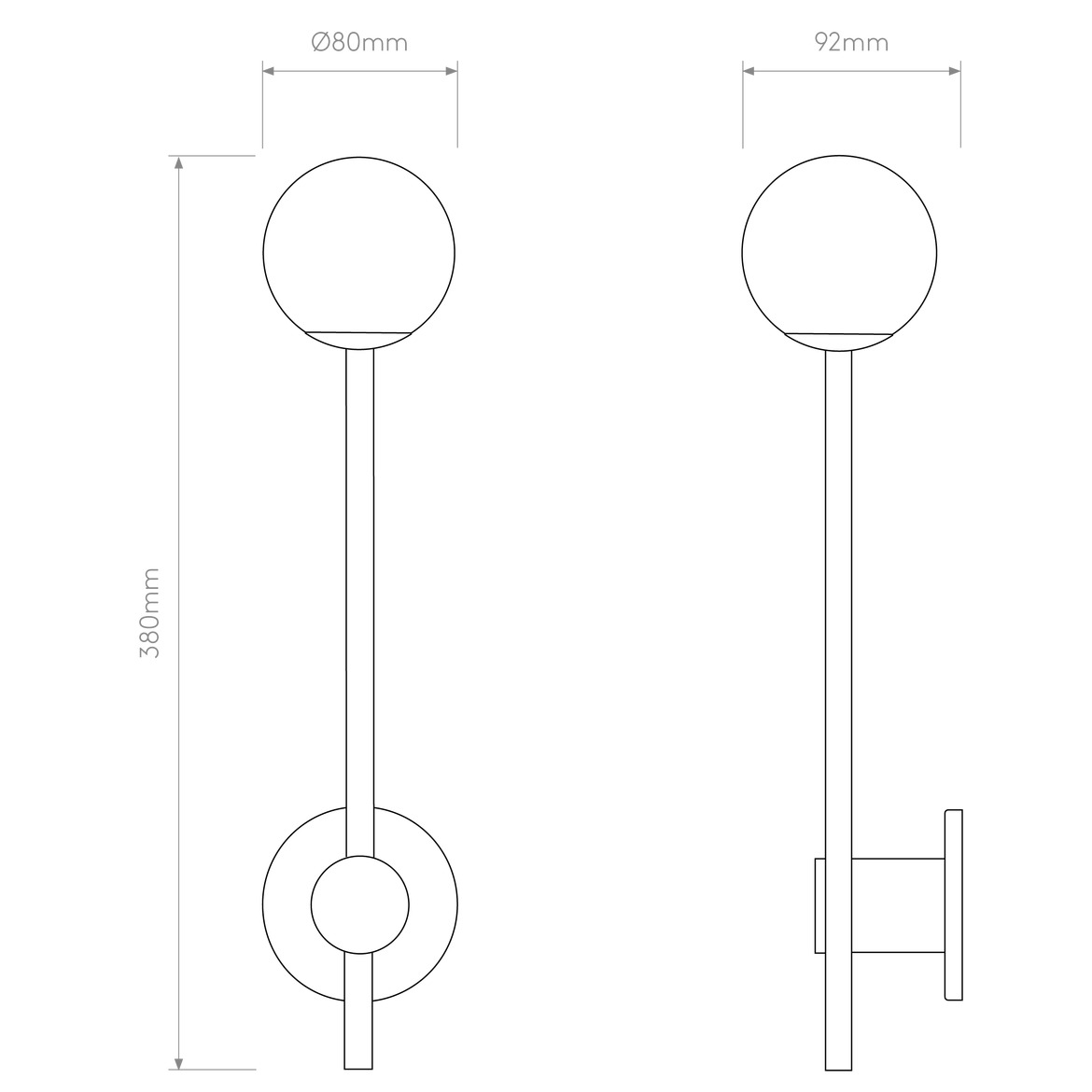 Orb Wall Light, Black, G9, IP44