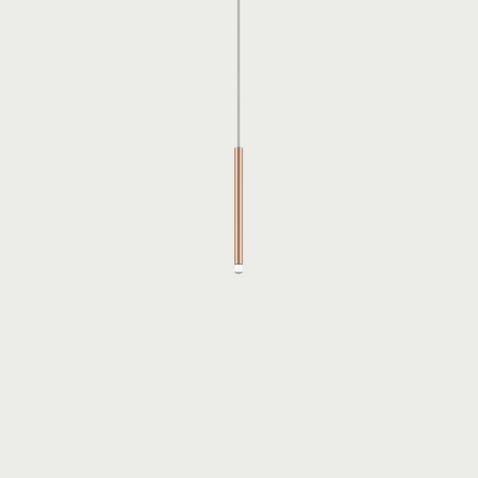 Lodes A-Tube Nano small pendant in terra with grey background and clear cable