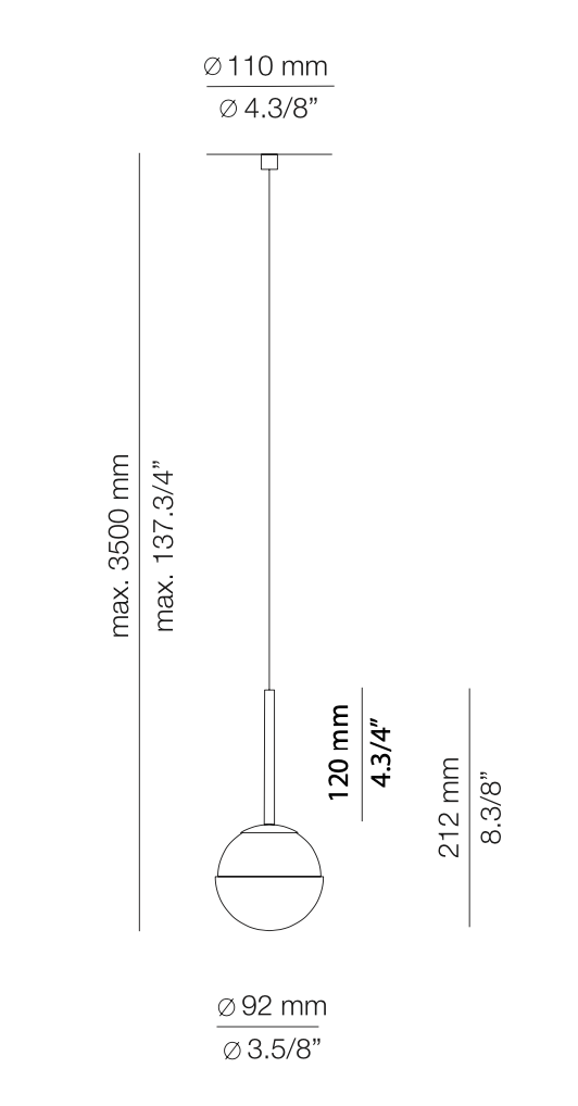 Alfi Pendant, White Glass with Gold Cap, LED, Recessed, On/Off, IP20