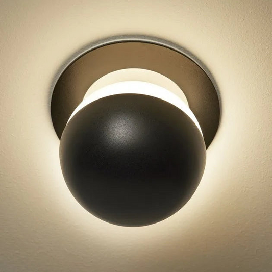 Alfi Spot Light, White Glass with Front Black Cap, LED, Surface, On/Off, IP20