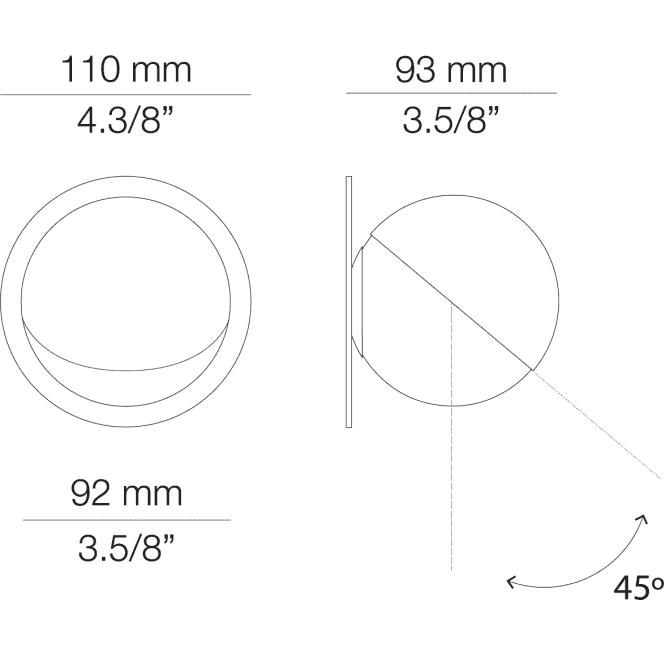 Alfi Wall Light, White Glass with Tilted Gold Cap, LED, Recessed, On/Off, IP20