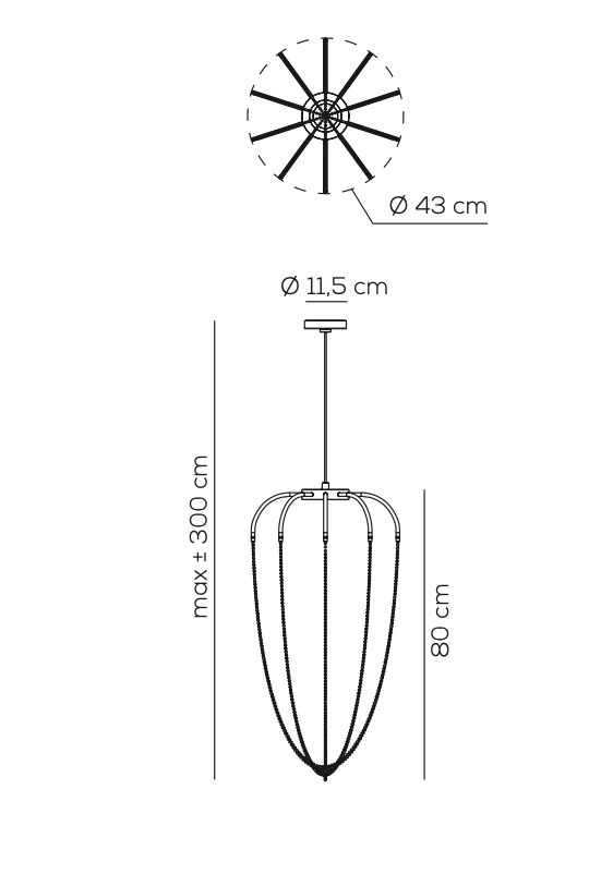 Axo Light Alysoid Pendant 43 technical drawing