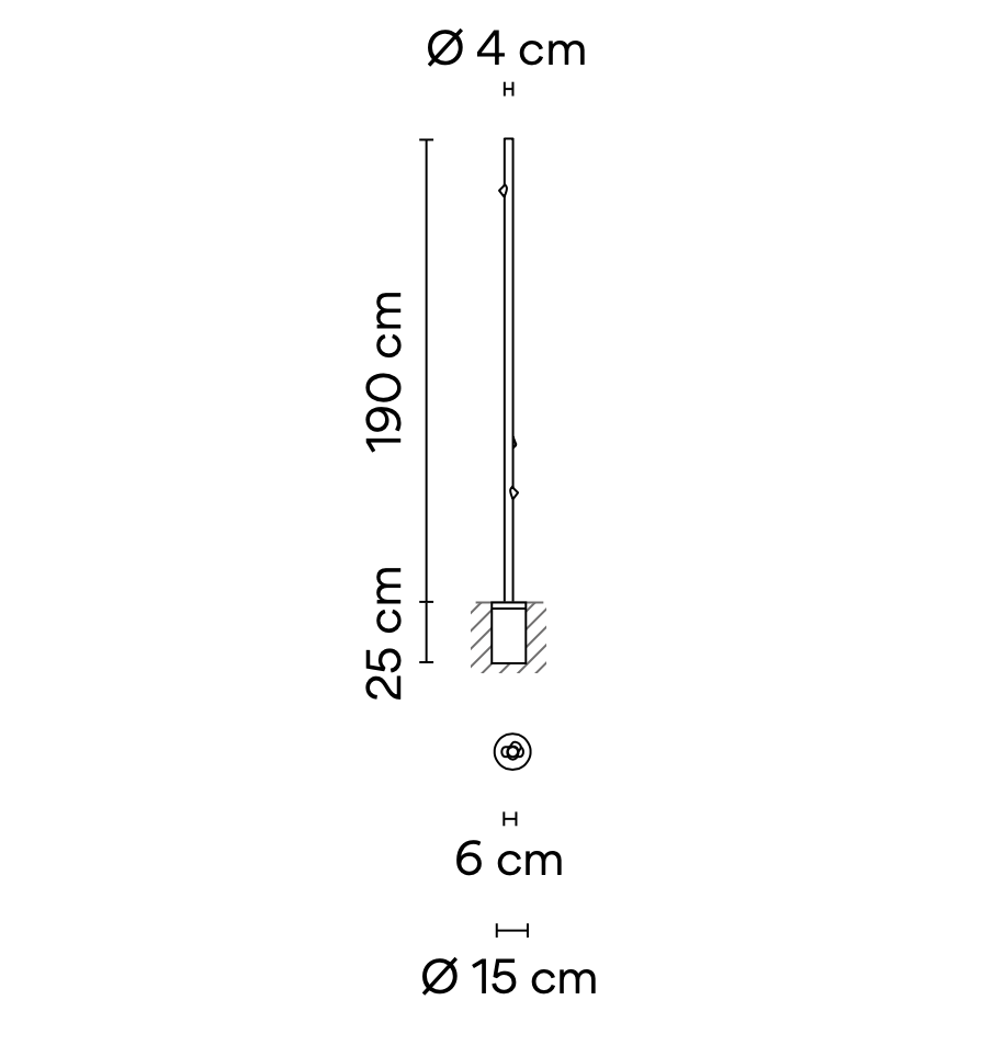 Bamboo Floor, 3 Beam, Oxide, LED, 6.3W, On/Off, IP66