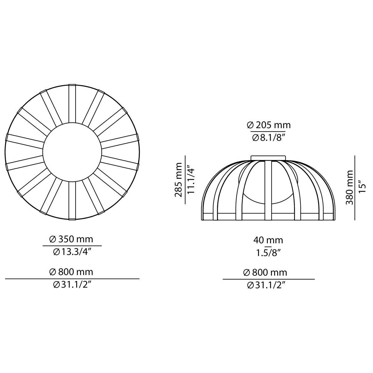 Bols ceiling wide line drawing