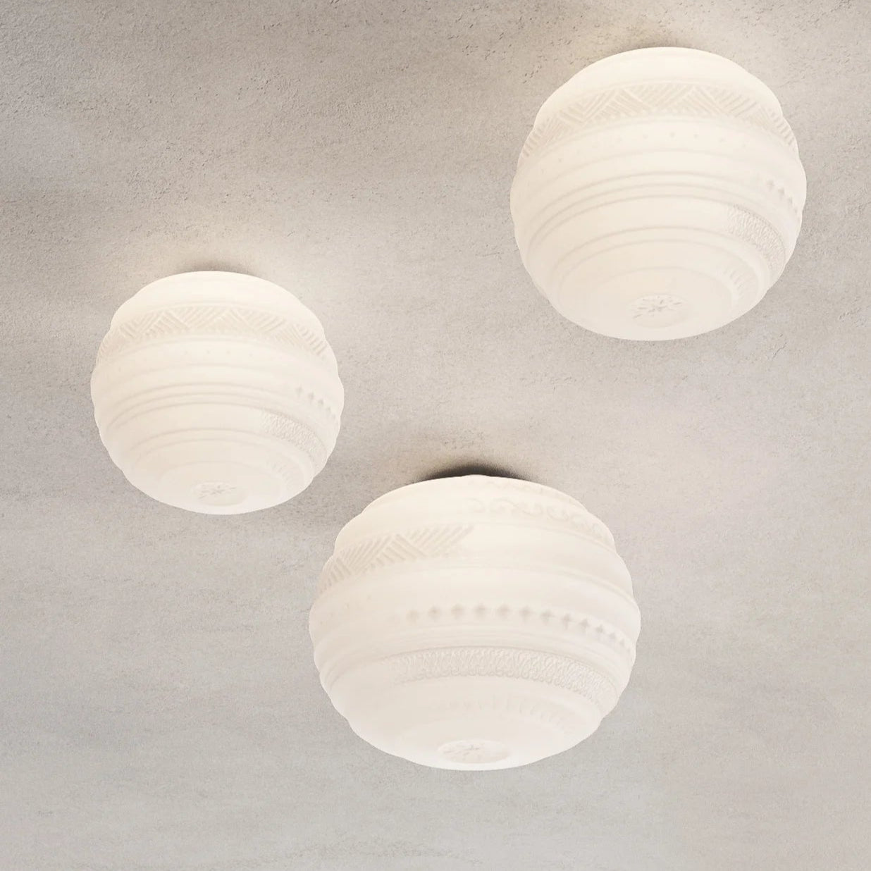 Braille Ceiling, 40 cm, White Textured Glass with Black Base, E27, Triac Dim, IP20