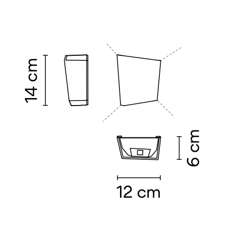Break Plus Wall, 2 Beam, Small, Black, LED, 2W, IP65
