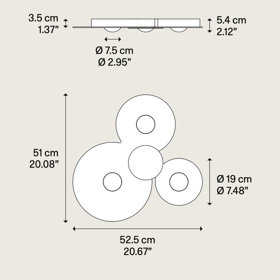 Bugia Ceiling, Triple, Glossy White, LED, Triac Dim, IP20