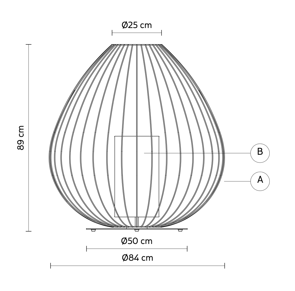 Cell Floor Lamp, Wide, 89 cm H, Bronze Metal with White Linen, E27, IP20