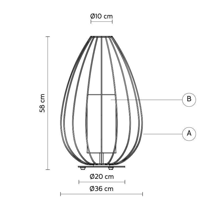Cell Table Lamp, Tall, 58 cm H, White Metal with White Linen, E27, IP20