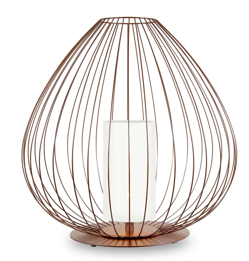 Cell Floor Lamp, Wide, 62 cm H, Bronze Metal with White Poly, E27, IP65