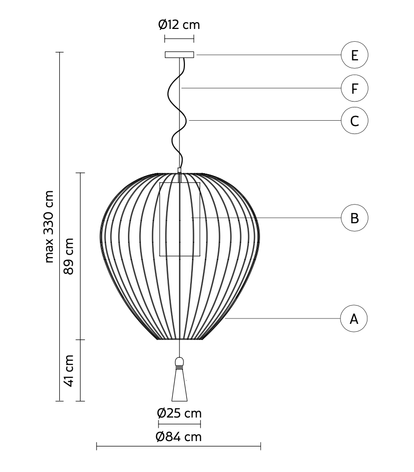 Cell Pendant Lamp, Wide, 89 cm H, White Metal with White Linen and White Tassel, E27, IP20