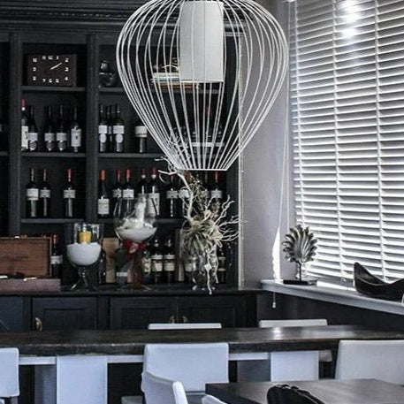 Cell Pendant Lamp, Tall, 88 cm H, White Metal with White Linen and White Tassel, E27, IP20
