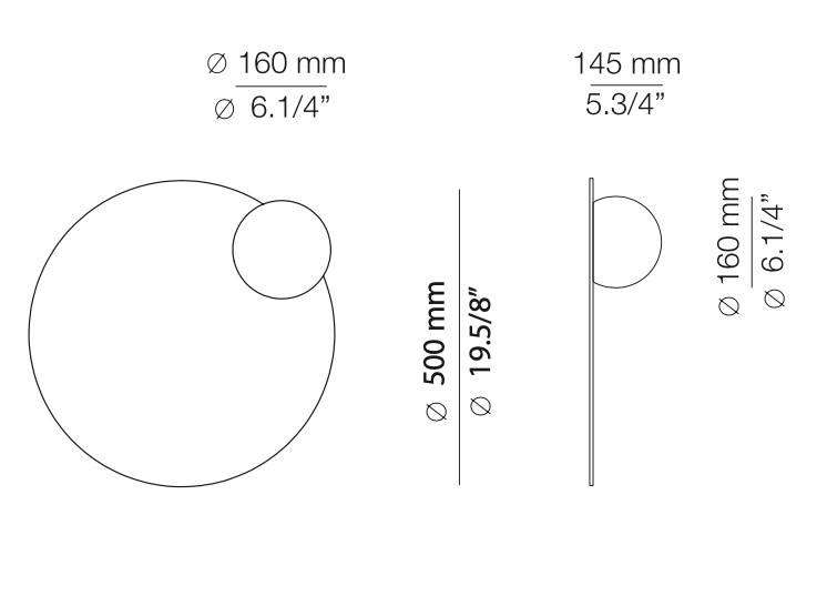 Circ Mirror Light, 50 cm ø, LED, Triac Dim, IP44