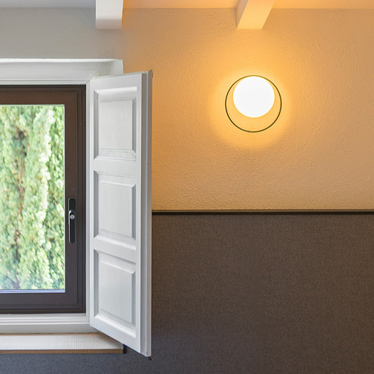 Circ Wall Light, White Glass with Black Ring, LED, Triac Dim, IP20