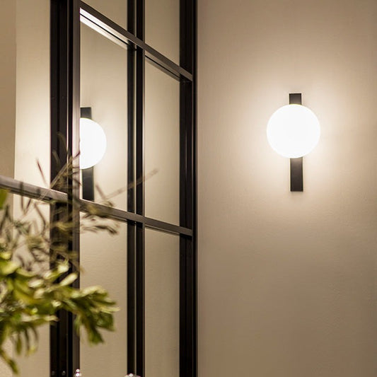 Circ Wall Light, White Glass with Gold Strap, LED, Triac Dim, IP20