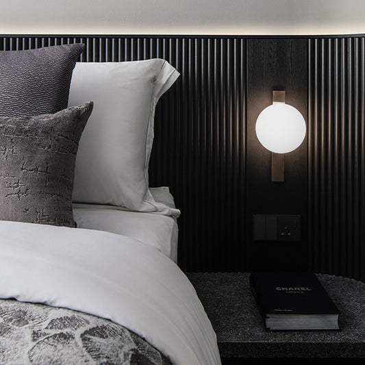 Circ Wall Light, White Glass with Black Strap, LED, Triac Dim, IP20