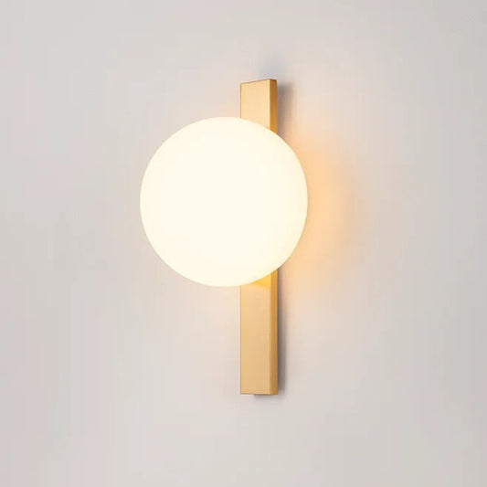 Circ Wall Light, White Glass with Satin Gold Strap, LED, Triac Dim, IP44