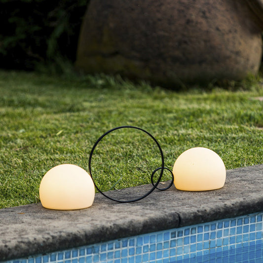 Circ Wireless Table Lamp, Poly Shade with Large Black Ring, LED, IP67
