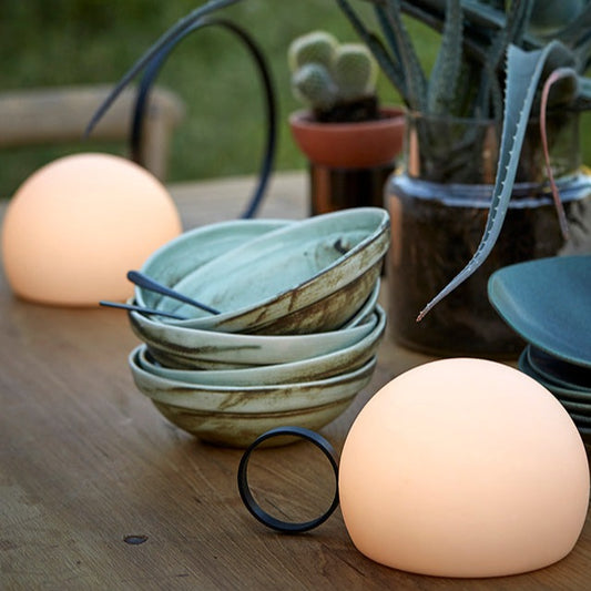 Circ Wireless Table Lamp, Poly Shade with Small Black Ring, LED, IP67