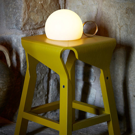 Circ Wireless Table Lamp, Poly Shade with Small Gold Ring, LED, IP67 INDOOR ONLY