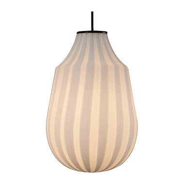 Circus pendant light, white filigree handblown glass, oblong, E27, Triac Dim, IP20