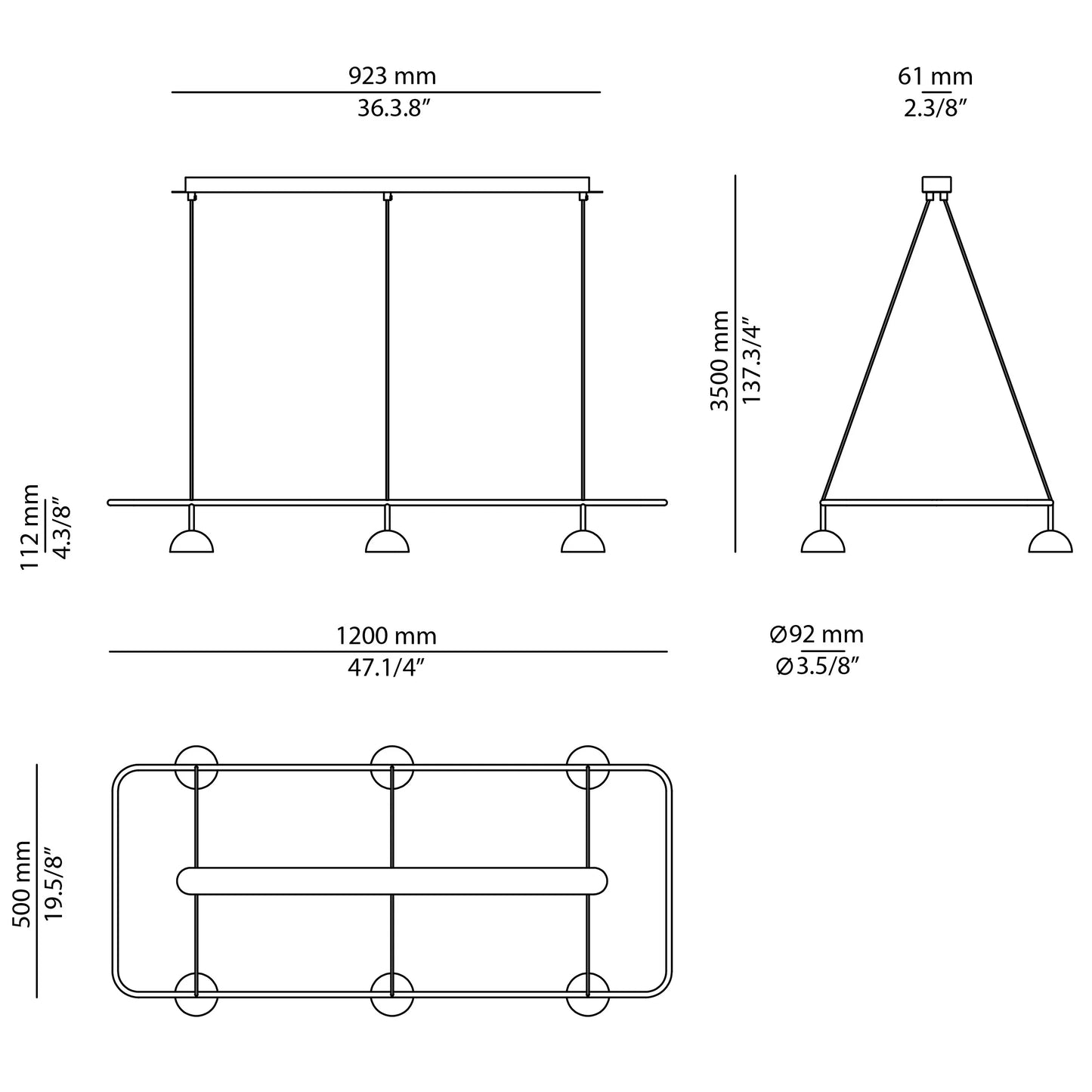 Cupolina Horizontal Pendant, White, LED, Triac Dim, IP20