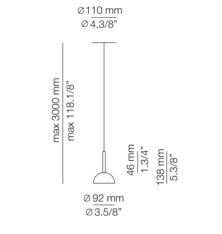 Cupolina Pendant, Black, LED, Recessed Mount, Triac Dim, IP20