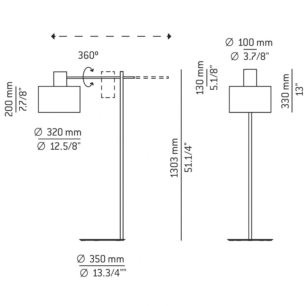 Cyls Reading Floor Lamp with Shade, Beige, Adjustable, E27, IP20