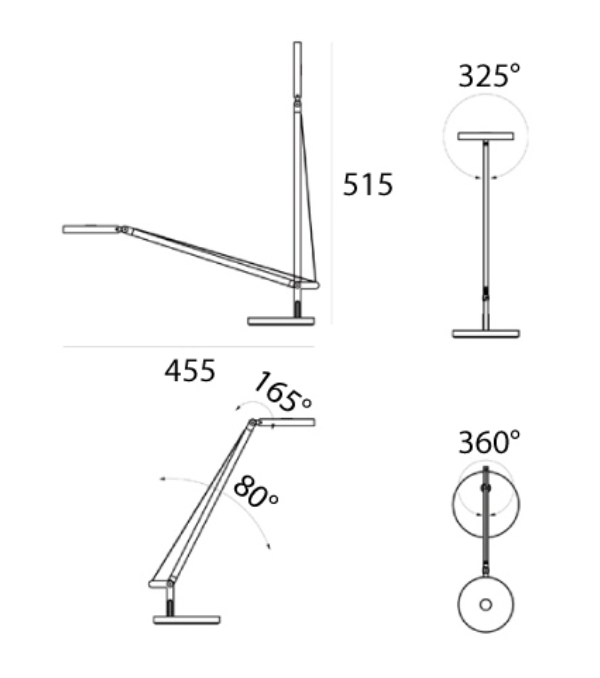 Demetra Single Arm Adjustable Reading Table Lamp, Black, LED, Touch Dimmer, IP20