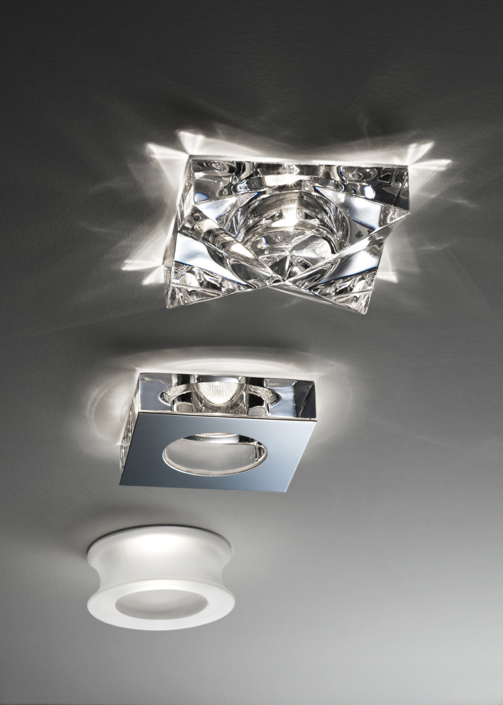 Faretti Cheope Semi-Flush Downlight, Clear Glass, GU10, IP44