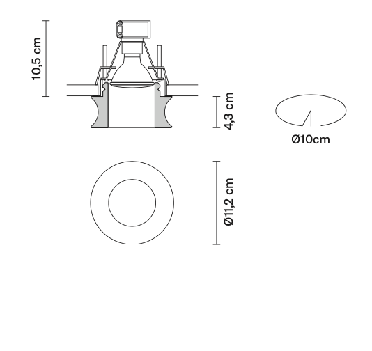 Faretti Eli Semi-Flush Downlight, Frosted Glass, GU10, IP20