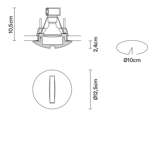 Faretti Jnat Semi-Flush Downlight, Frosted Glass, GU10, IP44