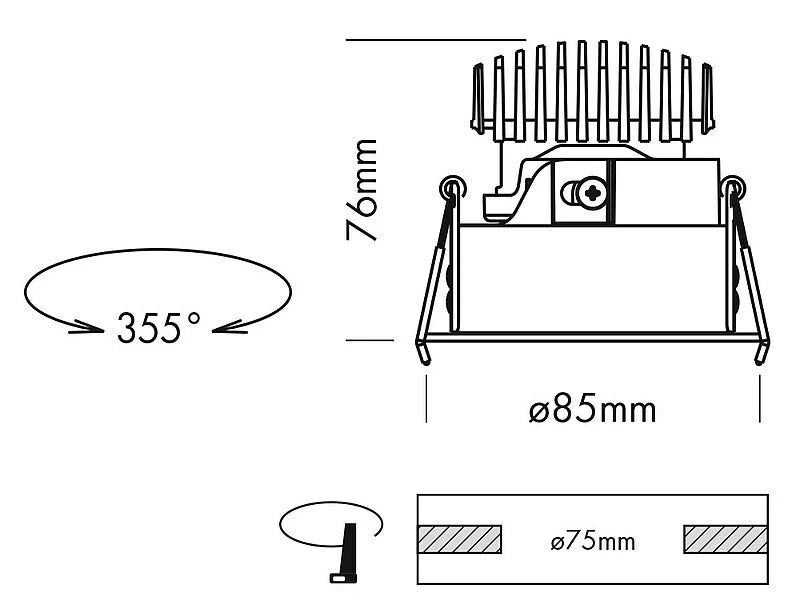 Flexio Downlight, Fixed, White, 11W, LED, Dim, IP44