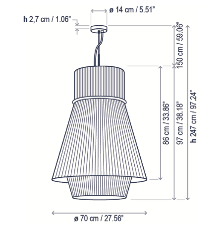 Folie Pendant, Vertical 2 Tiers, White Ribbons, E27, IP20