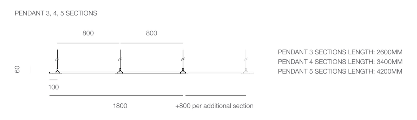 Gallery Linear Pendant, Patina Brass, LED, Recessed Mount, IP20