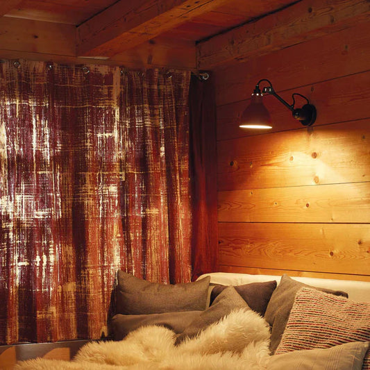 Gras-N304-Wall-Red-or-Black-Over-Sofa-with-Wooden-Wall