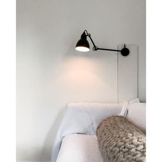 Gras N204 L40 Adjustable Wall Long Straight Arm White Poly Shade, E27, IP20