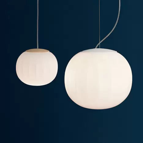 Lita Pendant, 14 cm, White Glass with Ash Wood Cap, G9, IP20