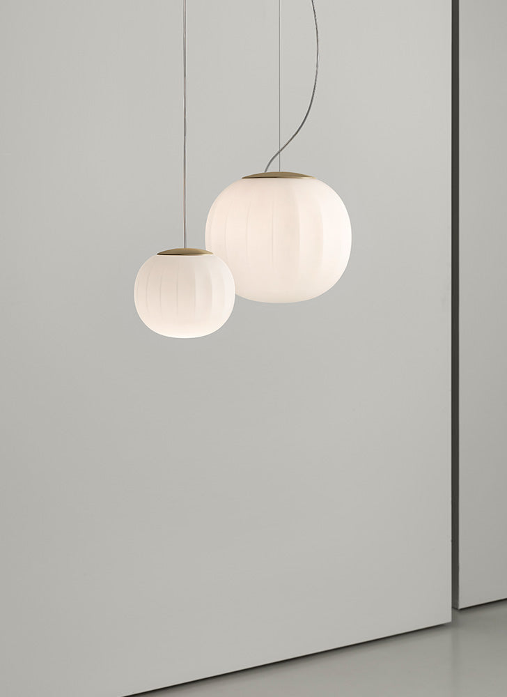 Lita Pendant, 14 cm, White Glass with Ash Wood Cap, G9, IP20