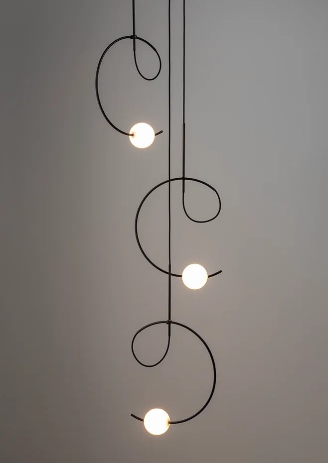 Loop Pendant, 6 Light Cluster, White Glass with Gold, LED, Triac Dim, IP20