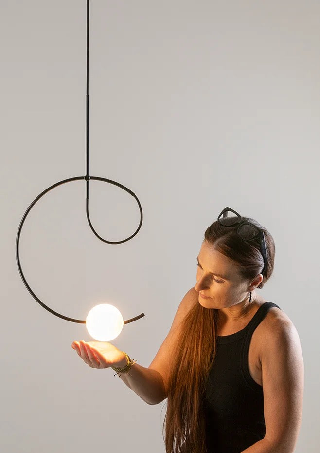 Loop Pendant, 6 Light Cluster, White Glass with Gold, LED, Triac Dim, IP20