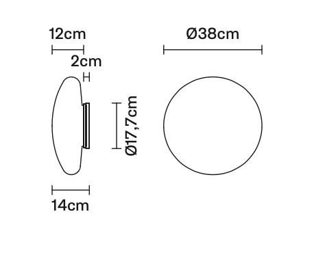 Lumi Crescent Wall, 38 cm, White Glass, E27, IP20