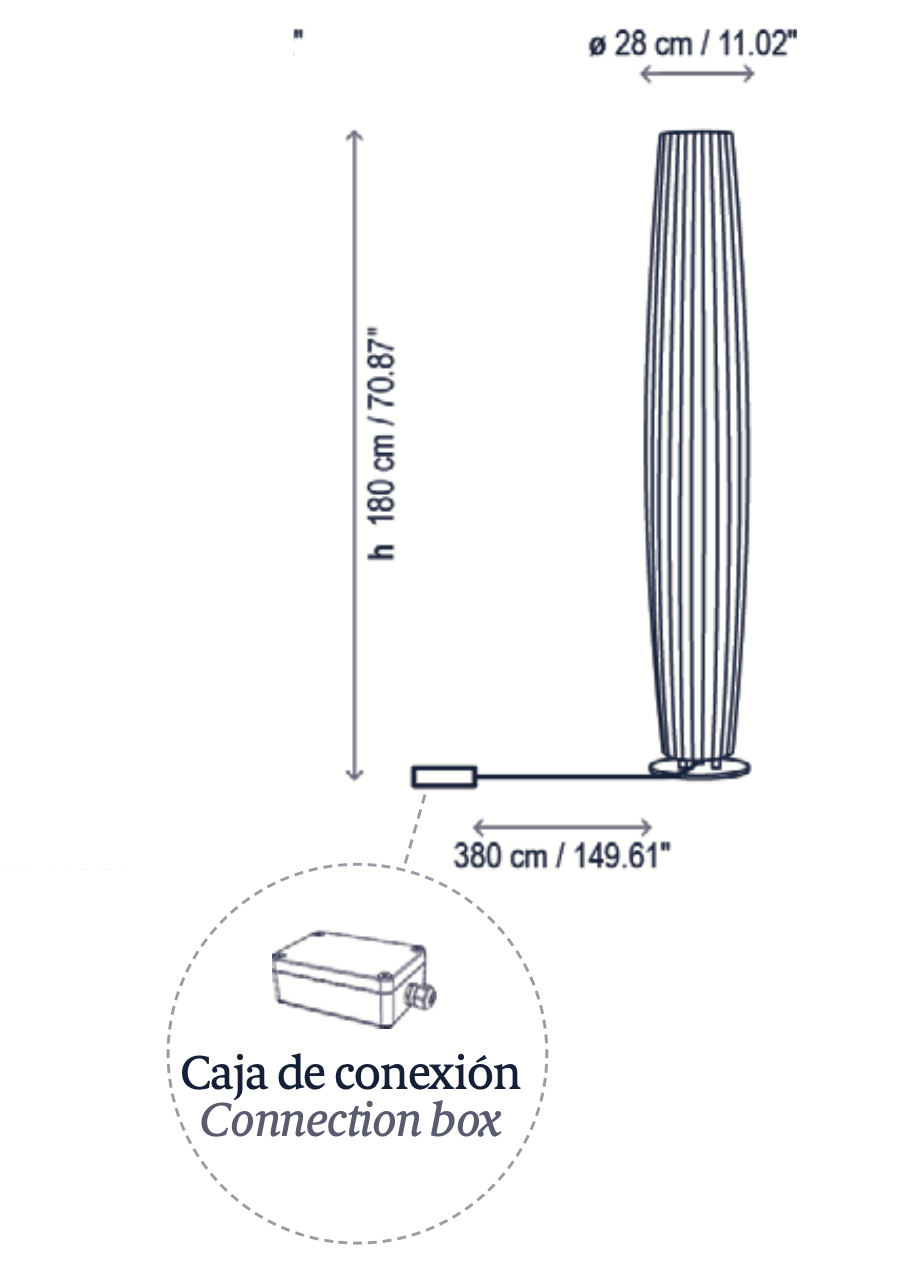 Maxi Floor Lamp, White Poly, LED, Triac Dim, IP66