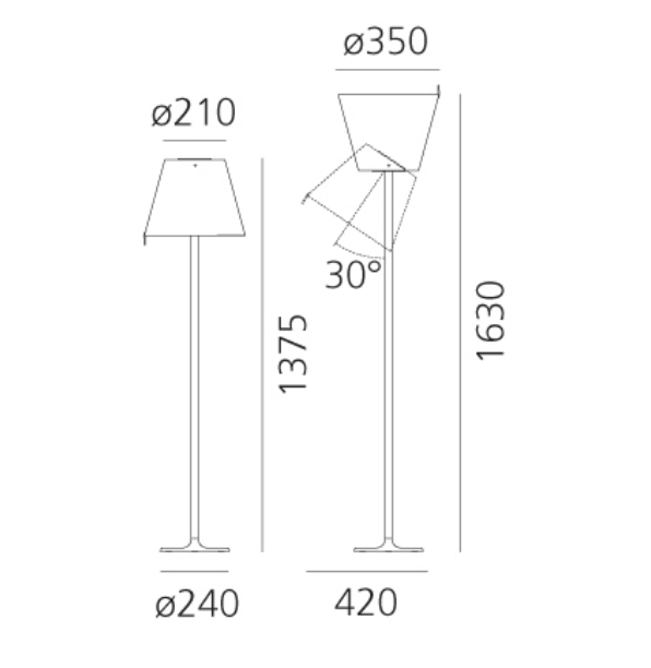 Melampo Reading Floor Lamp, Bronze with Ecru Silk Shade, E27, IP20