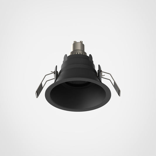 Black ceiling light fixture on a white background