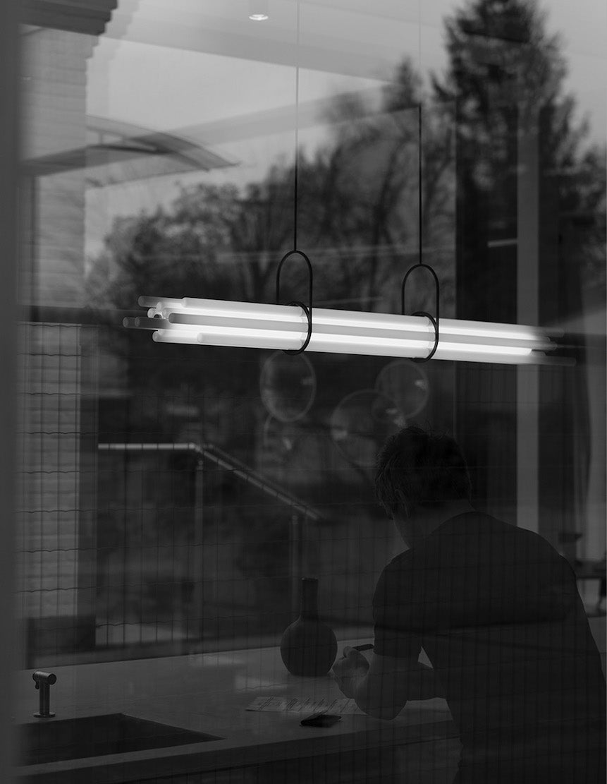 NL 12 Pendant, Linear, Horizontal, Frosted Glass Tubes, LED, 2700K, IP20