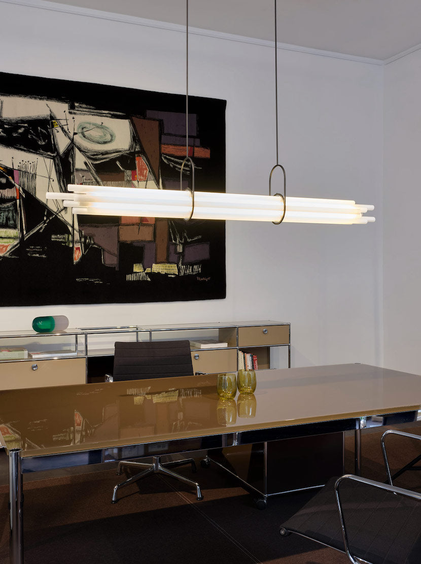 NL 12 Pendant, Linear, Horizontal, Frosted Glass Tubes, LED, 2700K, IP20