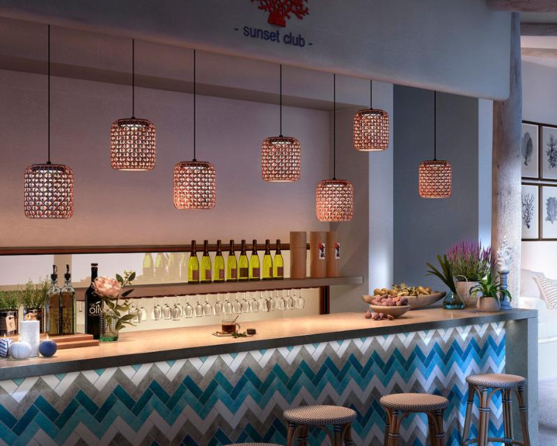 Nans Pendant, Triple Cluster, Beige, LED, 28.5W, Triac Dim, IP54