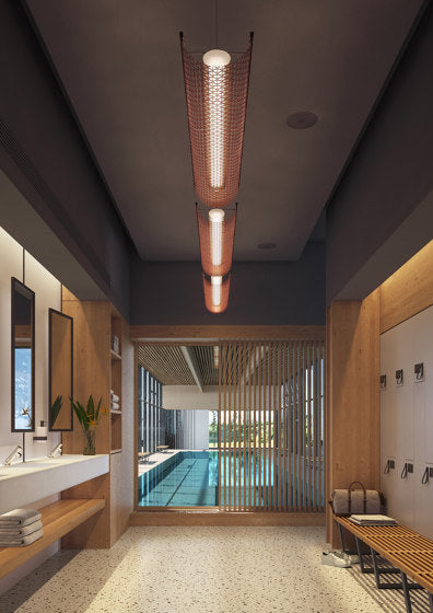 Nans Pendant, Linear, Red, LED, 44W, Triac Dim, IP54
